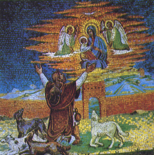 Il mosaico di ceramica raffigurante la scena del primo miracolo